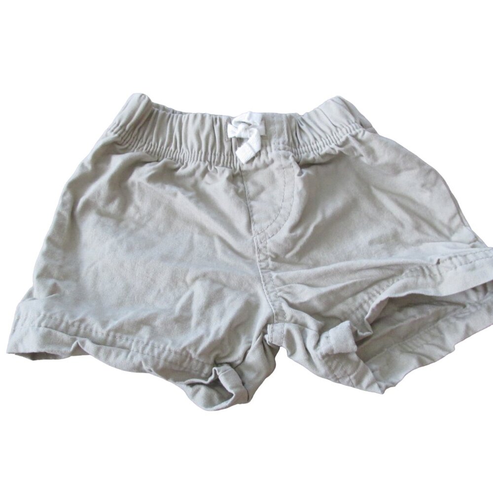 Carters Child of Mine Pull On Shorts Infant Girls 3-6M Tan Elastic Khaki Bottoms